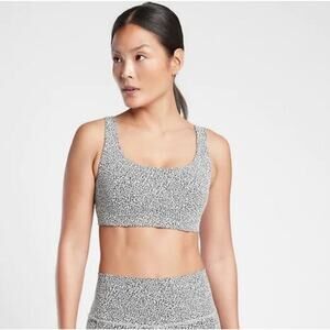 Athleta Exhale Sports Bra Micro Cheetah Print Size Medium Black White